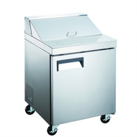 Black Diamond 27-1/2-Inch Refrigerated Salad/Sandwich Prep Table, 1 Section, 1 Door, 6 Cu. Ft., Rear-Mount Self-Contained
