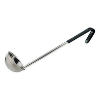 Winco Prime 4 oz One-Piece Black Handle Stainless Steel Ladle