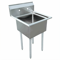 Commercial 1-Compartment Pot Sink with 18 x 18 x 11-Inch Bowl, 304 Stainless Steel, Galvanized Legs