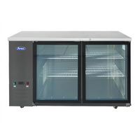 Atosa Shallow Depth Two-Section Back Bar Cooler with Locking Glass Doors, 15 Cu. Ft.