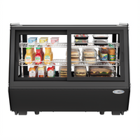 KoolMore 35-Inch Countertop Self-Service Refrigerated Display Case with Sliding Glass Doors, Black