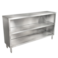 John Boos Open Front Stainless Steel Dish Cabinet with Mid-Shelf and Stallion Safety Edge, 60 x 15 x 35 Inches