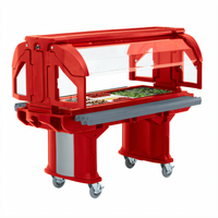 Cambro Versa Food Bar 6-Ft Low-Height Mobile Cold Food Buffet, 5-Pan, Hot Red