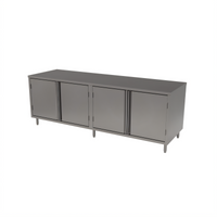 BK Resources Stainless Steel Cabinet Base Chef Table with Hinged Doors, 84-Inch x 30-Inch