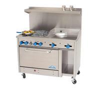 Comstock-Castle F3430-12 48-Inch Commercial Gas Range with 6 Star Burners, 12-Inch Griddle, Oven, and Cabinet Base Storage