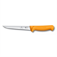 Swibo 6-Inch Straight Boning Knife with Normal Edge and Orange Handle