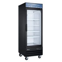 Omcan USA 31-Inch One-Section Black Glass Door Reach-In Display Freezer, 23 Cu. Ft.
