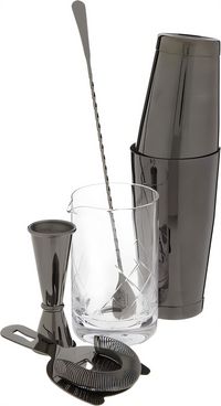 Barfly 5-Piece Gun Metal Black Cocktail Mixing Set with 17 oz Mixing Glass