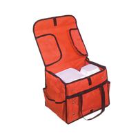 Deluxe Red Nylon Sandwich Delivery Bag with 1 Compartment and Side Pockets, 15 x 9 x 12 Inch