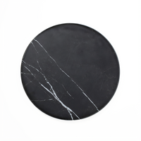 17-1/4 Inch Round Melamine Serving Board, Black Marble Pattern