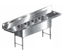 100-Inch Four-Compartment Stainless Steel Sink with Dual Drainboards