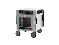 Metro HotBlox Narrow 4-Pan Pass-Thru Undercounter Insulated Holding Cabinet, Clear Front Door / Solid Rear Door, Analog Control