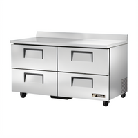 True 60-Inch Two-Section Worktop Refrigerator with 4 Drawers, Rear-Mounted Self-Contained Refrigeration