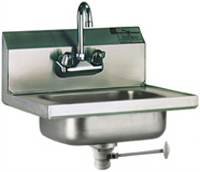 Traditional Wall-Mount 304 Stainless Steel Hand Sink with Splash-Mounted Gooseneck Faucet and Lever Drain