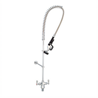 BK Resources OptiFlow Lead-Free Deck Mount Single-Hole Center Pre-Rinse Assembly with 12-Inch Wall Bracket