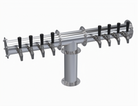 Krowne 8-Faucet Single-Column Pipe T-Head Beer Tower, Air Cooled, Brushed Stainless Steel, 37-3/4-Inch Countertop Mount