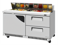 60-Inch Two-Section Front-Breathing Sandwich/Salad Prep Table with 16-Pan Top Opening, 1 Door and 2 Drawers
