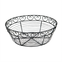 Winco Round Black Wire Bread and Fruit Serving Basket, 10 Inch Diameter x 3 Inch High