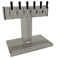 Glastender Countertop 1-Column Glycol-Cooled Tee Draft Dispensing Tower with 6 Faucets, Polished Chrome