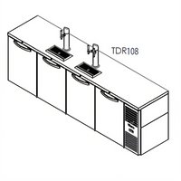 True Premier Bar Four-Section Refrigerated Draft Beer Cooler, 108-Inch Wide, Flat Top