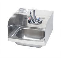 Krowne Wall-Mount Stainless Steel Hand Sink with Faucet, Backsplash, and Side Splashes