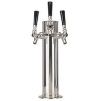 Three-Faucet Air-Cooled Countertop Draft Beer Tower, Polished Stainless Steel