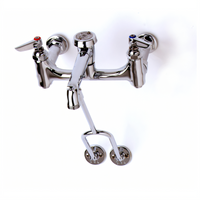 T&S Brass Wall-Mount Adjustable Service Sink Faucet with 12-Inch Rigid Spout and Vacuum Breaker Hook