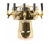 Mushroom 5-Faucet Countertop Glycol-Cooled Draft Beer Tower, Polished Brass Finish