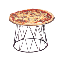 Contempo Round Wrought Iron Pizza Stand, Drum Design, Black