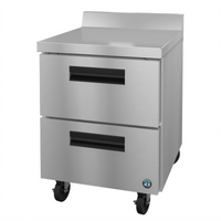 Hoshizaki Steelheart 27-Inch One-Section Worktop Refrigerator with 2 Drawers, Self-Contained Rear-Mounted, 1/6 HP