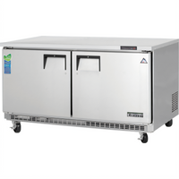 Everest Refrigeration Two-Section Undercounter/Worktop Freezer, 59-1/4 Inch W, 18 Cu. Ft., Solid Doors