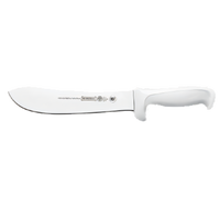Mundial 8 Inch Stamped Butcher Knife with High-Carbon No-Stain Blade and White Polypropylene Handle