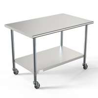 KoolMore 48-Inch x 30-Inch 18-Gauge Stainless Steel Commercial Work Table with Undershelf and Locking Casters
