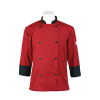 Mercer Culinary Millennia 3/4 Sleeve Unisex Chef Jacket, Red with Black Accents, 4X