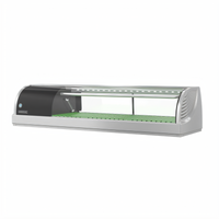 Hoshizaki Countertop Curved-Glass Refrigerated Sushi Case, 47.2 Inch Wide, Left-Side Self-Contained Refrigeration