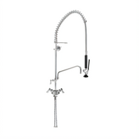 Fisher Deck-Mount Single-Deck Dual-Control Pre-Rinse Unit with Spring-Action Gooseneck and 12-Inch Add-On Faucet
