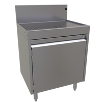 Glastender Underbar Drainboard Cabinet Base with Hinged Door, 24 x 19 Inches, Stainless Steel