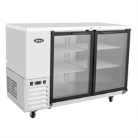 Atosa Two-Section Shallow-Depth Back Bar Cooler with 2 Locking Glass Doors, 48 Inch, Stainless Steel