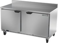 Beverage-Air 60-Inch Two-Section Worktop Freezer with Solid Doors and Foamed-In-Place Backsplash