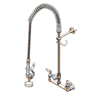 T&S Brass EasyInstall B-0133-V-B 8-Inch Wall Mount Pre-Rinse Unit with Vacuum Breaker and 44-Inch Stainless Steel Hose