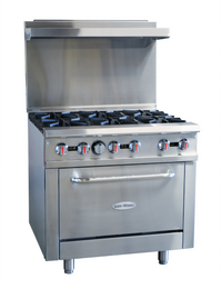 Serv-Ware 36-Inch Natural Gas Commercial Gas Range with Six Open Burners and Standard Oven
