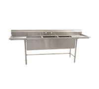 Eagle Group S14 Series 3-Compartment 304 Stainless Steel Sink with Left Drainboard, 89-1/2W x 27D x 42H