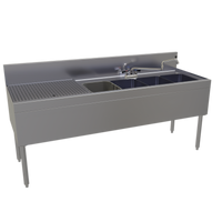 Glastender Four-Compartment Stainless Steel Underbar Sink Unit with Left Drainboard, 72