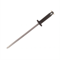 Mundial 12-Inch Striated Honing Steel with Black Poly Handle and Hanging Ring