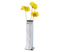 American Metalcraft Hammered Finish Square Stainless Steel Bud Vase, 1-3/4 Inch x 5-1/4 Inch High