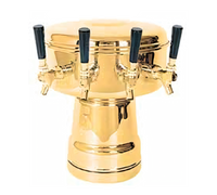 Micro Matic Mushroom 4-Faucet Countertop Glycol-Cooled Draft Beer Tower, 12-Inch Diameter, Polished Brass Finish