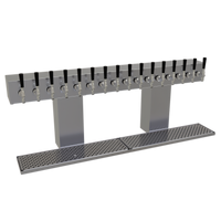 Glastender BRT-16-SSR Countertop Glycol-Cooled 2-Column Stainless Steel Bridge Draft Dispensing Tower with 16 Faucets