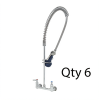 T&S Brass EasyInstall Spring-Action Wall-Mount Pre-Rinse Unit, 8-Inch Centers, 9-Inch Adjustable Wall Bracket