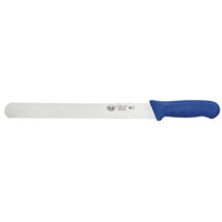 Winco Stäl 12-Inch Wavy Edge Slicer Knife with Blue Polypropylene Handle
