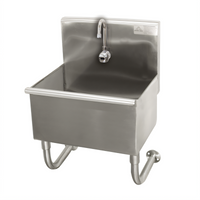 Wall-Mounted Stainless Steel Service Sink with Electronic Faucet and Backsplash, 18-Inch x 17.5-Inch x 32.5-Inch